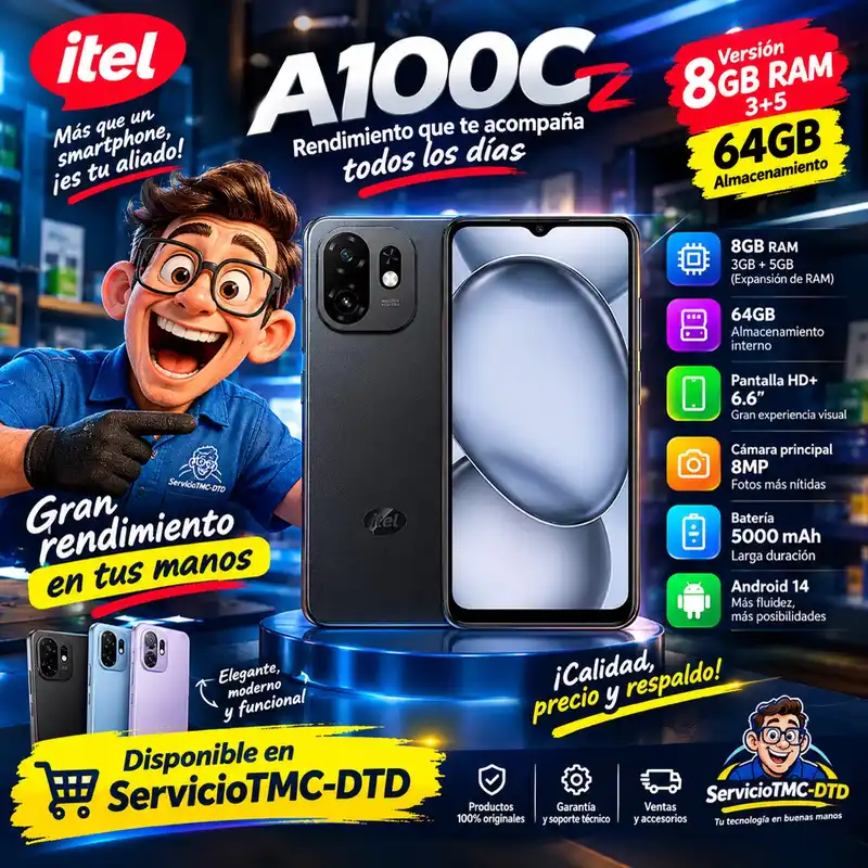 📱iTel A100C (8GB RAM 3+5 VIRTUALES CON 64GB STORAGE)
