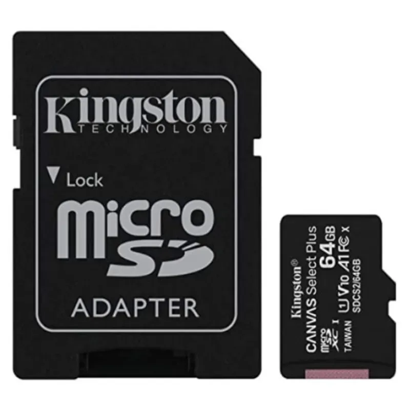 MicroSD Kingston 64GB Canvas Select Plus SDCS2/64GB C10 U1 V10 A1 UHS-I