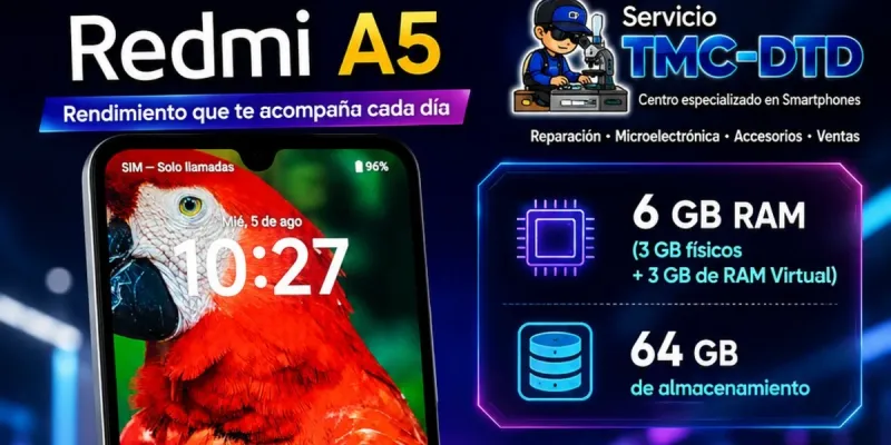 📲 Redmi A5 (6GB RAM | 64GB de Almacenamiento)