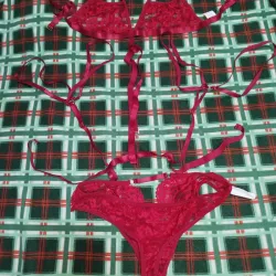 Lencería de encaje rojo