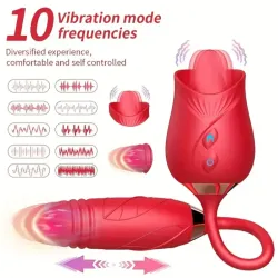 Vibrador de rosa para mujer/consolador de empuje🍒 