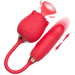 Vibrador de succión de rosa para mujer/consolador de empujen🍒 