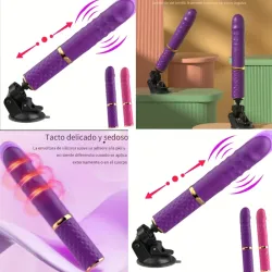 Dildo vibrador de empuje con ventosa