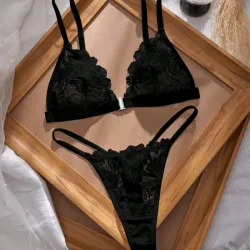 Lenceria negra de encaje 2 piezas