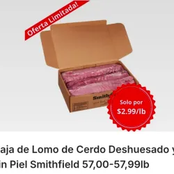 Caja de Lomo de Cerdo Deshuesado y sin Piel Smithfield 57,00-57,99lb