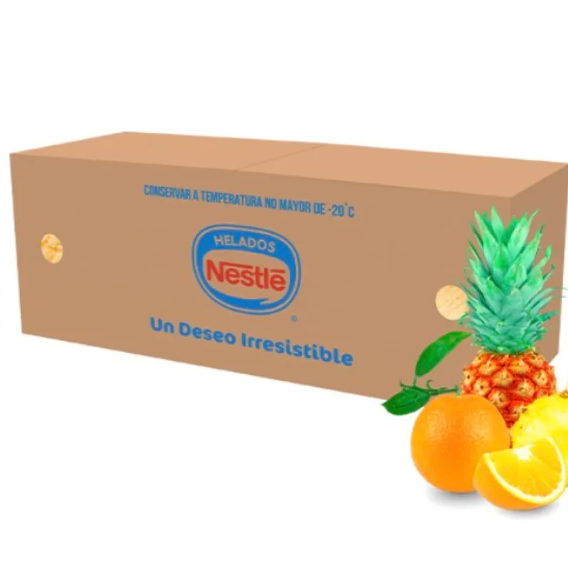 Helado de leche sabor Naranja Piña, en formato caja de 4,5L