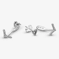 Aretes Brillantes en forma de corazón y Horquilla de la suerte