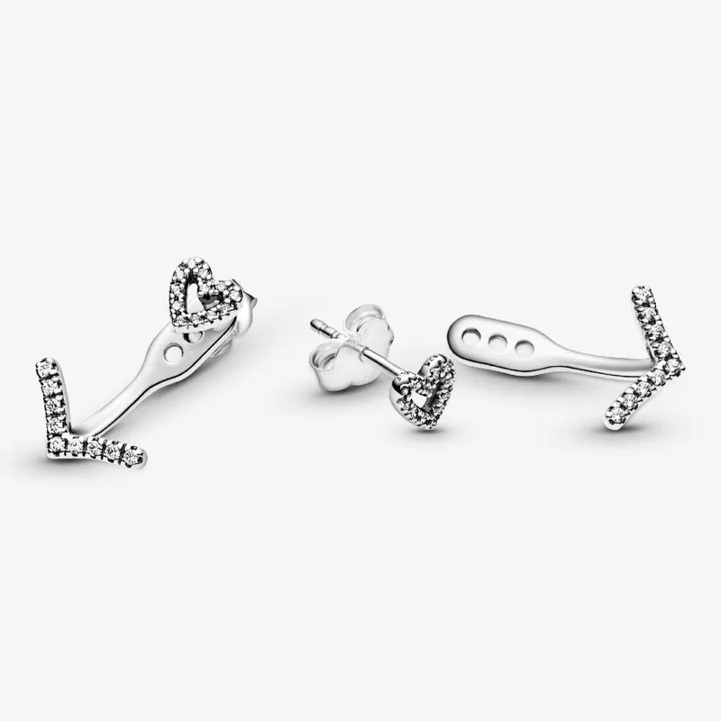 Aretes Brillantes en forma de corazón y Horquilla de la suerte