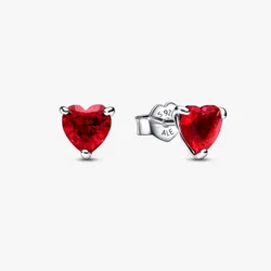 Aretes Pandora con forma de Corazón Rojo