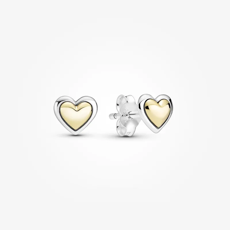 Aretes Pandora Corazón dorado con Cúpula