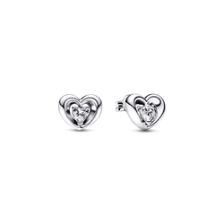 Aretes Pandora Corazón Radiante y Piedra Flotante