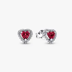 Aretes Pandora Corazón Rojo Elevado