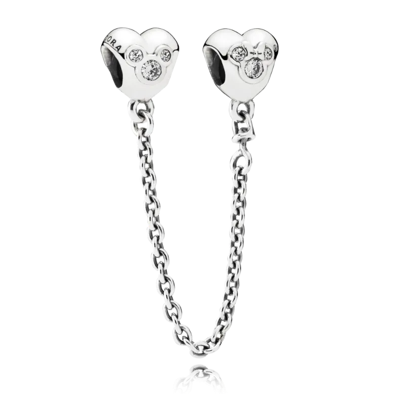 Cadena de Seguridad Corazón de Minnie & Mickey