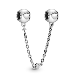 Cadena de Seguridad Corazones en Relieve