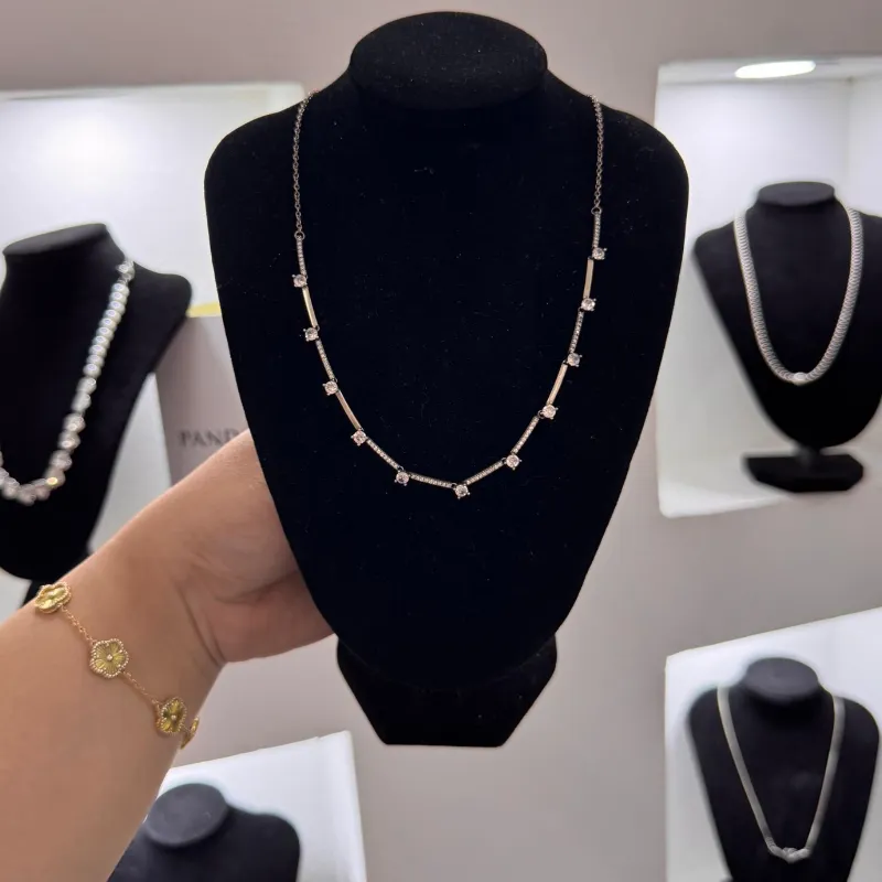 Collar Pandora Barras Brillantes en Pavé