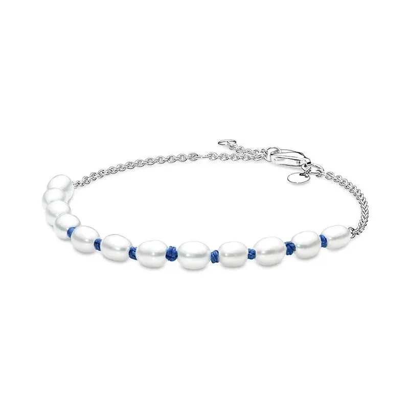 Pulsera de Pandora cordón azul con perlas
