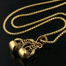 1 pieza Colgante de collar de acero de titanio con diseño de guante de boxeo, collar de acero inoxidable de estilo hip-hop para hombres