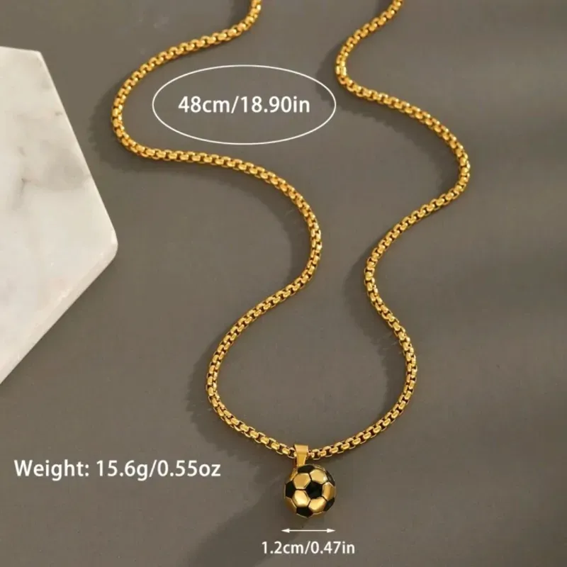 1 Pieza Collar De Acero Inoxidable Con Colgante De Fútbol De Moda Creativa Para Amantes Del Balón De Fútbol, Accesorio De Moda Callejera Para Niños, Regalo De Cumpleaños De Joyería Fina