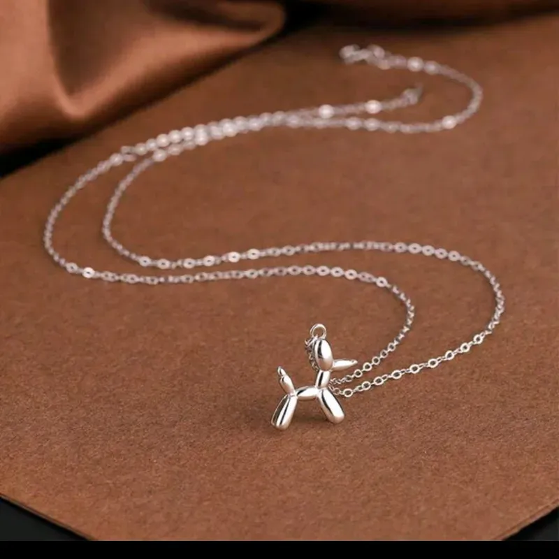 1 Pieza Unisex Hip Hop Cadena De Acero Inoxidable Colgante De Perro De Globo De Aire Collar Decorativo