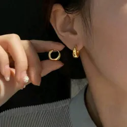 2 piezas de pendientes tipo argolla grandes chapados en oro, pendientes abrazadera para novia, boda, fiesta, joyería de regalo para amiga, novia, esposa, Día de San Valentín, mamá, Día de la Madre