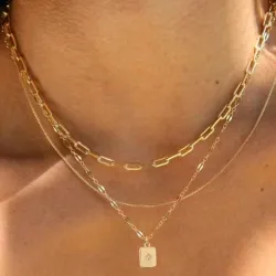 3 piezas/Set Collar de cadena geométrica dorada con colgante de circonita cúbica, joyería de moda para mujer