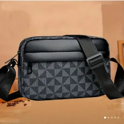 Bolsa cruzada de nailon para mujer - Patrón geométrico informal, bolso de hombro ligero con cremallera, forro de poliéster, correa ajustable para salidas, cartera deportiva de moda (más de 15 años)