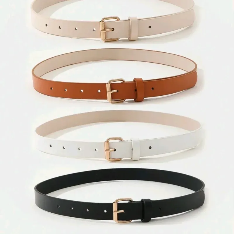  cinturones cuadrados para mujer con hebilla, simples y versátiles para la vestimenta diaria, adecuados para vestidos y jeans