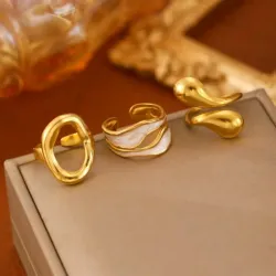 Piezas Anillo hueco con forma de lágrima de acero inoxidable liso, adecuado para uso diario para mujeres