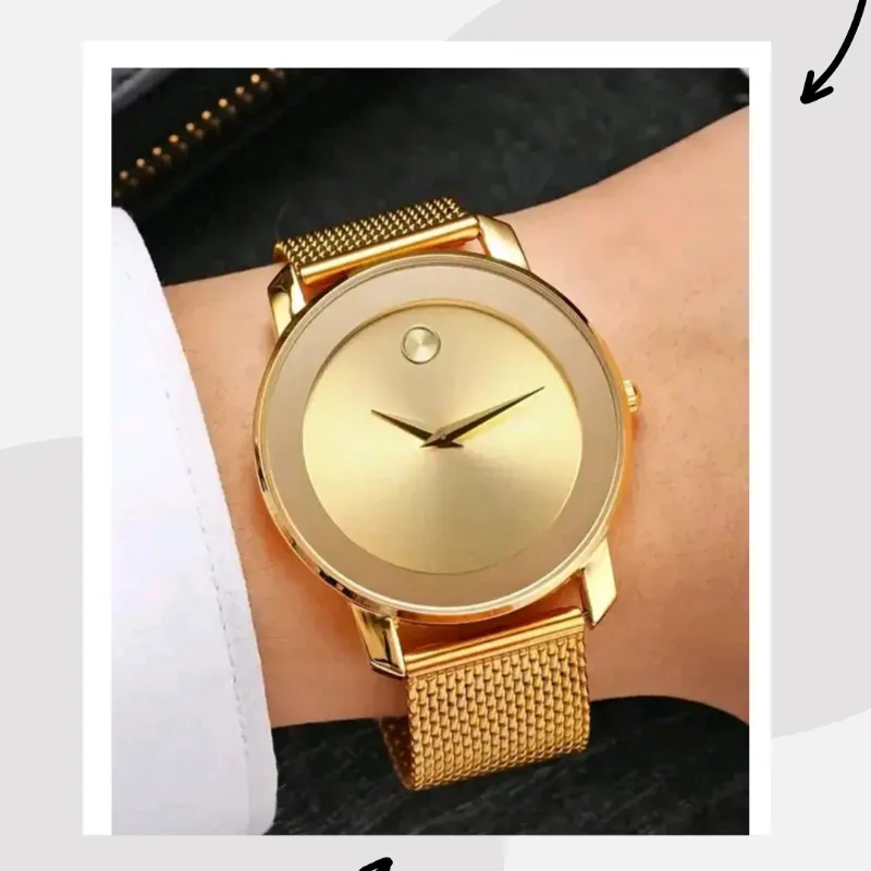 Reloj de cuarzo elegante con correa de malla, emparejado con una correa de acero ultrafina, adecuado para hombres, una opción de regalo ideal