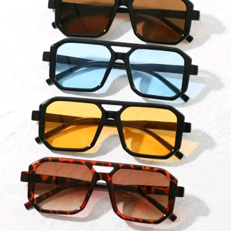 gafas de mujer con puente doble cuadrado y de colores vintage, accesorio de moda