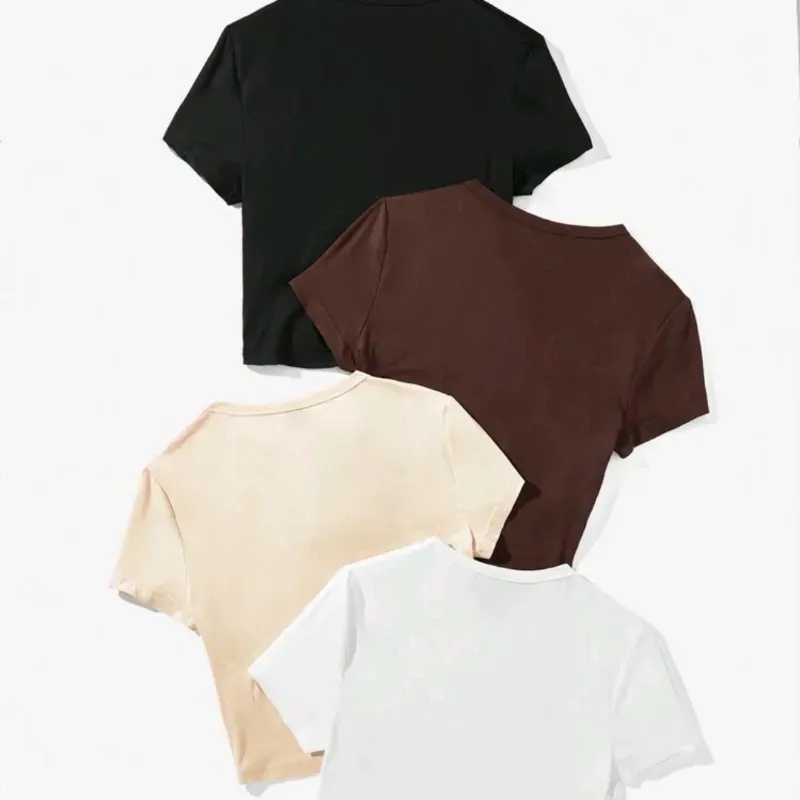 SHEIN camisetas ajustadas de mujer de manga corta y cuello redondo con estampado de calavera, flores de cerezo, cráneo occidental y hibisco, adecuadas para el verano