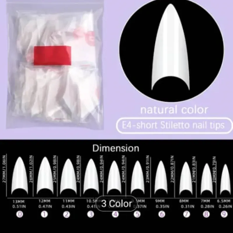 H3 Uñas Stilette Natural 500u