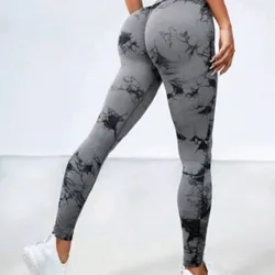 Leggings largo gris con estampado en negro