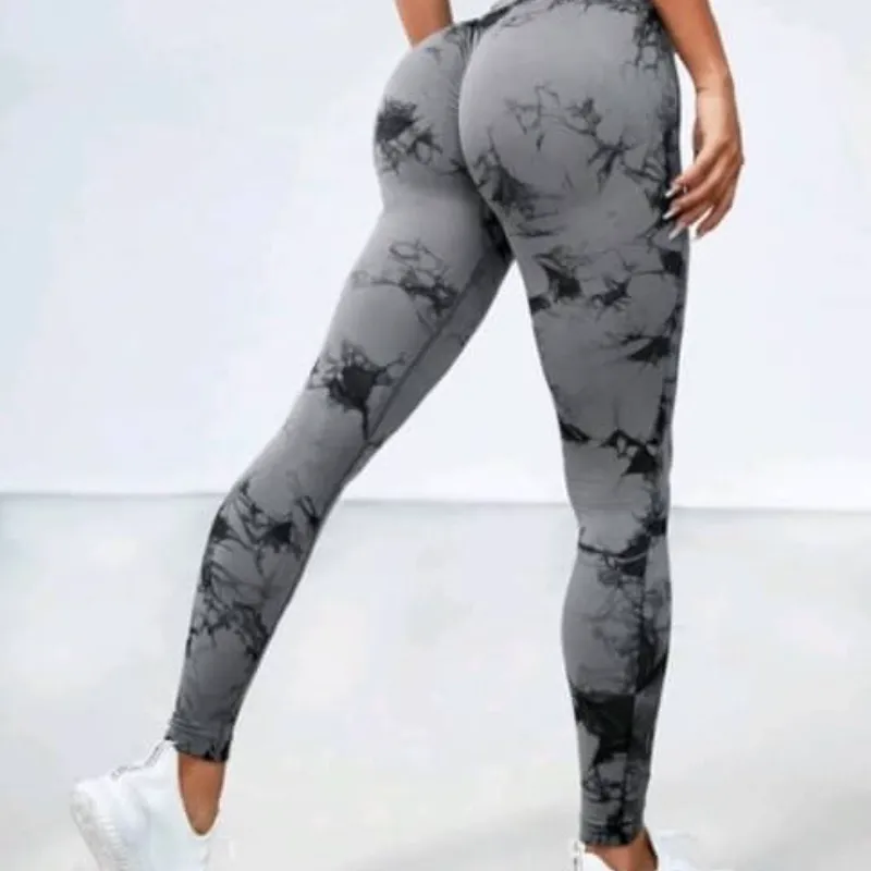 Leggings largo gris con estampado en negro