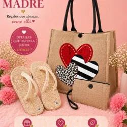 Bolso de lino 2pz y chancleta de playa talla 38