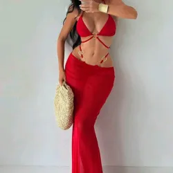 Conjunto de bikini rojo talla M 