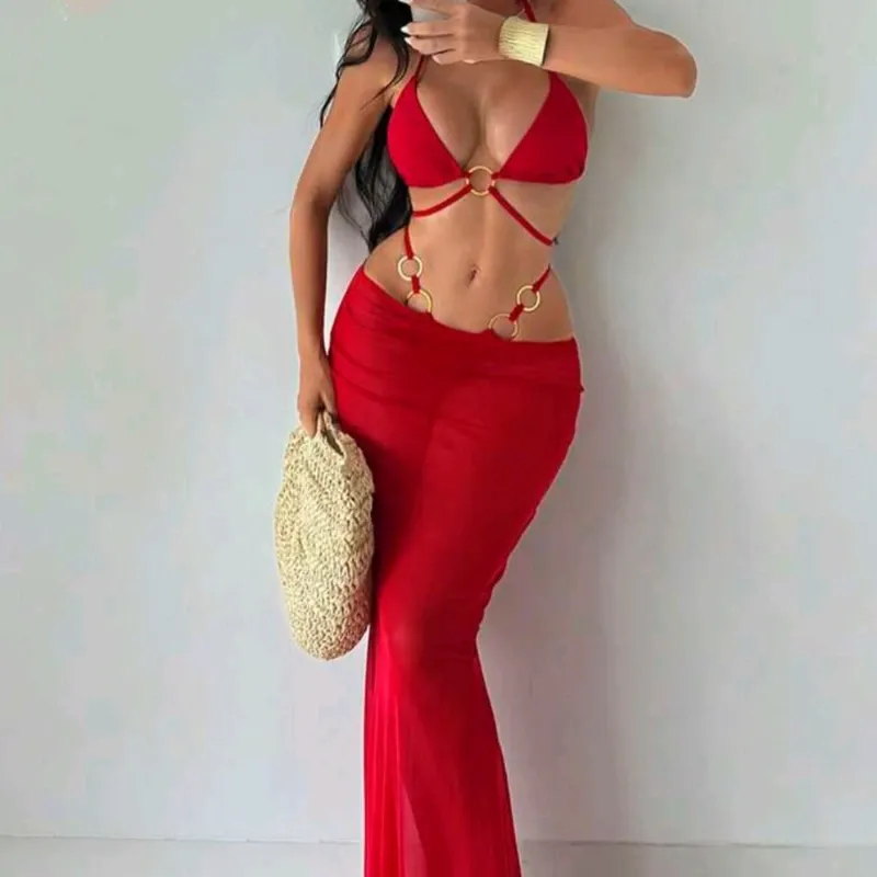 Conjunto de bikini rojo talla M