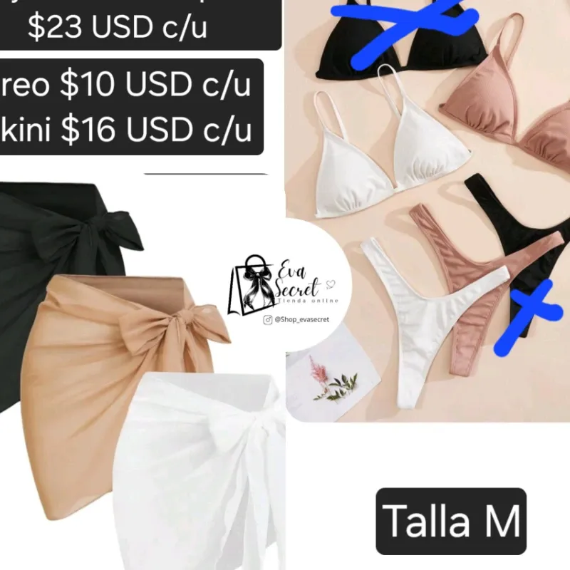 Conjunto de bikini y pareo talla M