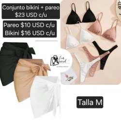 Conjunto de bikini y pareo talla M
