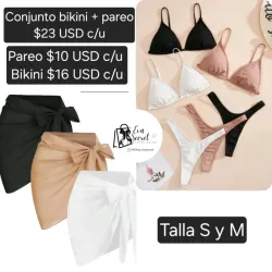 Conjunto de bikini y pareo talla S y M