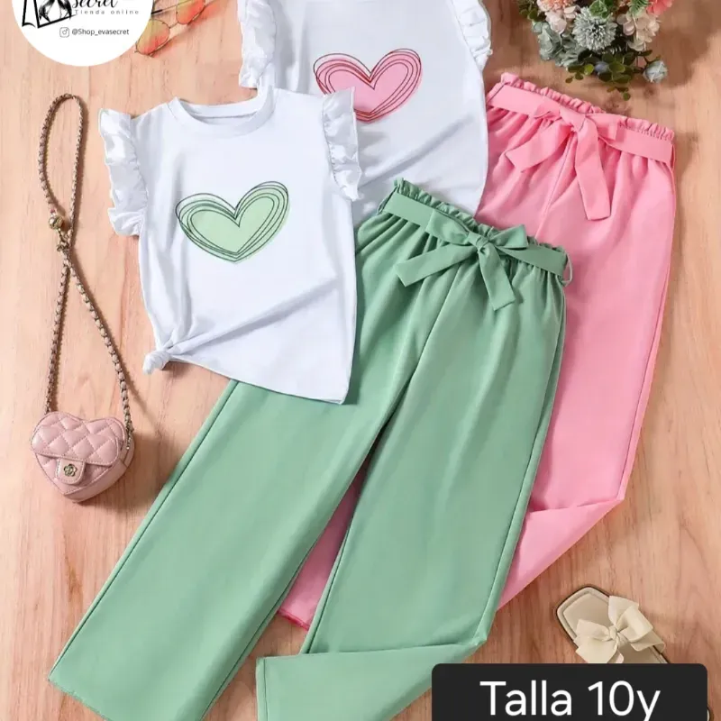 Conjunto de pantalon para niña verde talla 10y