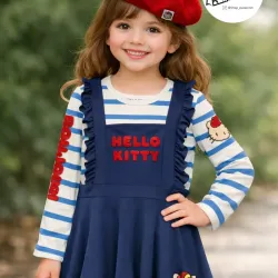Conjunto de vestido azul de niña tall 6y