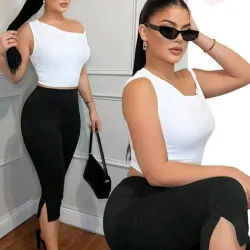 Conjunto licra blanco y negro talla M