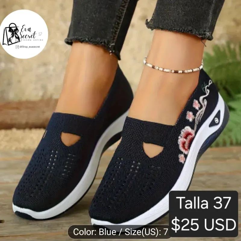 Mocasines negro flor talla 37