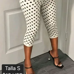 Pantalón blanco bolas negras talla S