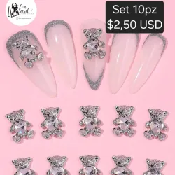Set 10pz joyas de osos para uñas