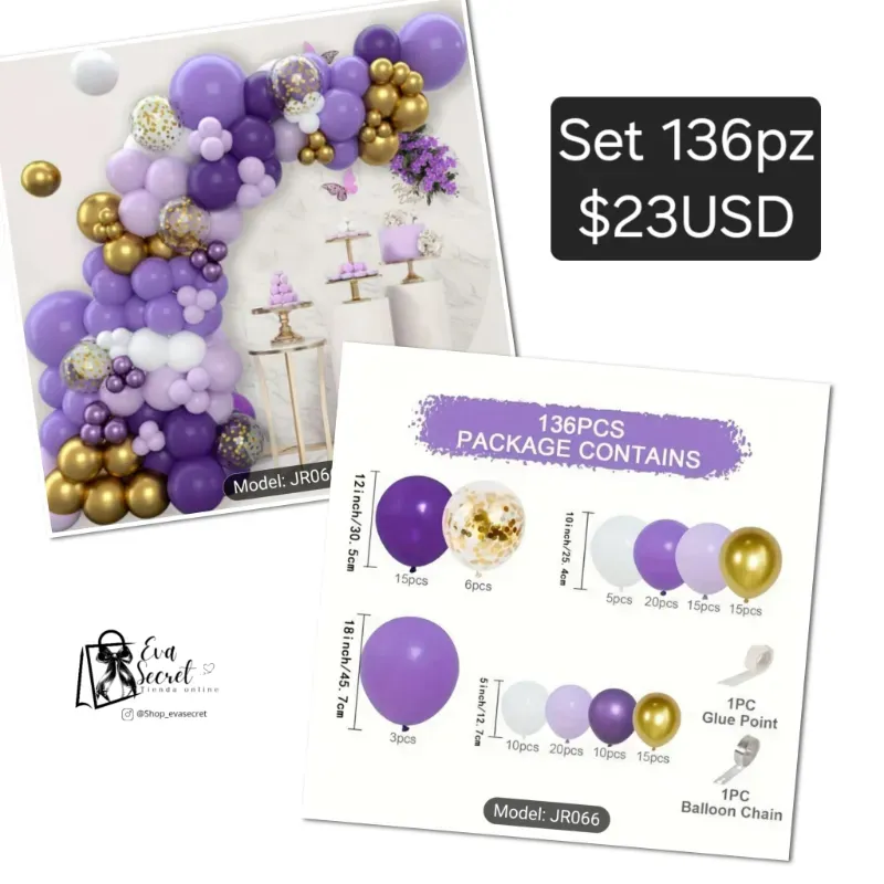 Set 136pz de globos para cumpleaños