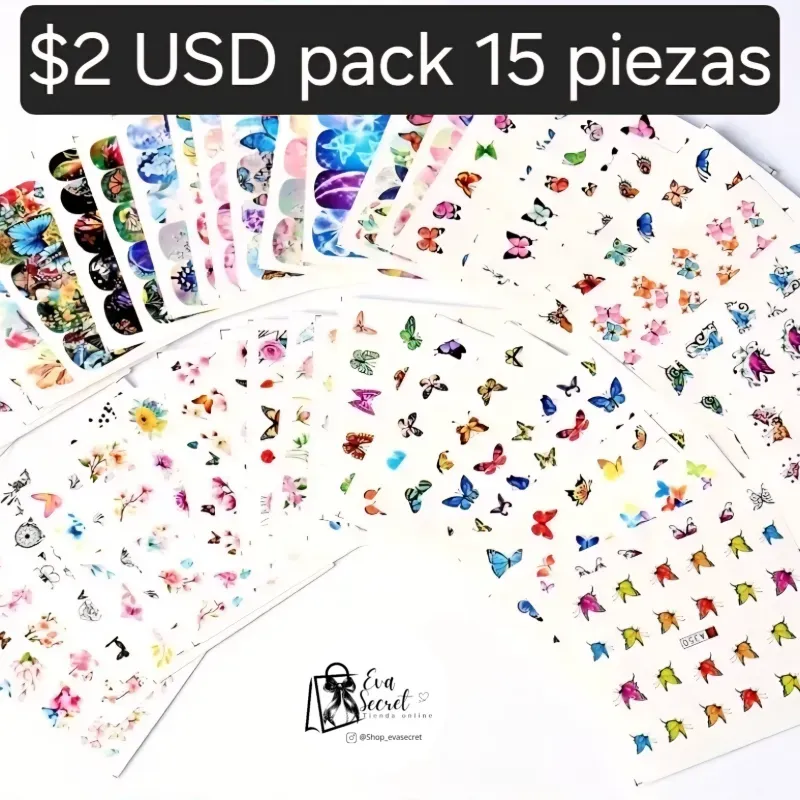 Set 15pz sticker para uñas