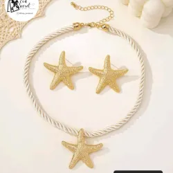 Set 3pz coyar y aretes playa beige