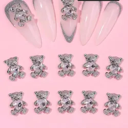 Set 4pz joyas de oso para uñas